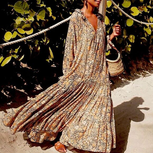 REVOLVE Free People Dress Feeling Groovy Floral Print Black Maxi Dress S • NEW - Picture 6 of 16